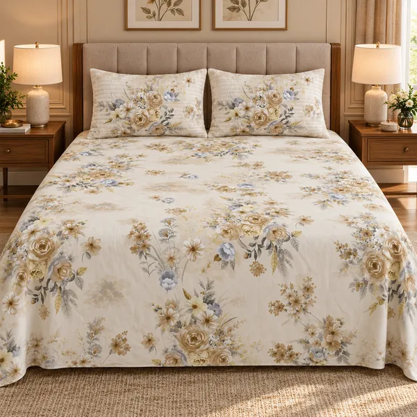 Cotton_|_King_Size_Bedsheet_|_2_Quilted_Pillow_Covers_|_Flowers-_Vectra