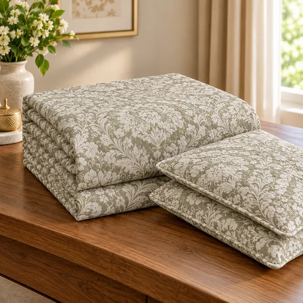 Cotton_|_King_Size_Bedsheet_|_2_Quilted_Pillow_Covers_|_Green-_Vectra