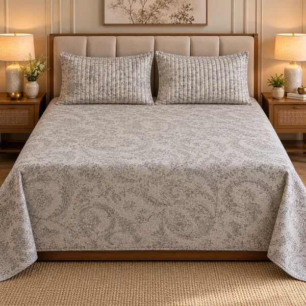 Cotton_|_King_Size_Bedsheet_|_2_Quilted_Pillow_Covers_|_Light_Brown-_Vectra
