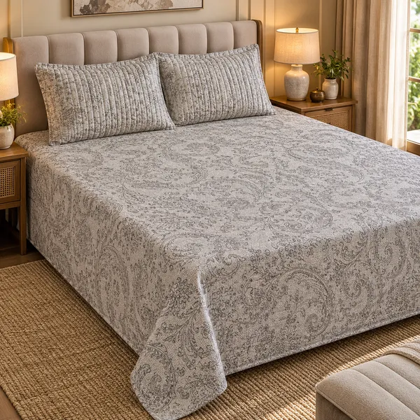 Cotton_|_King_Size_Bedsheet_|_2_Quilted_Pillow_Covers_|_Light_Brown-_Vectra