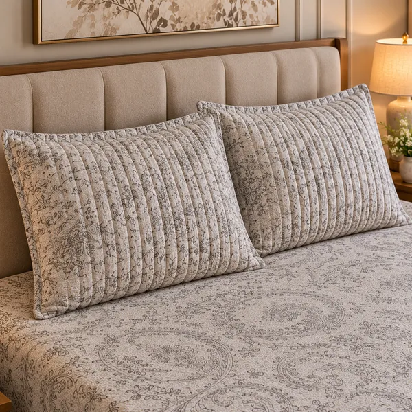 Cotton_|_King_Size_Bedsheet_|_2_Quilted_Pillow_Covers_|_Light_Brown-_Vectra