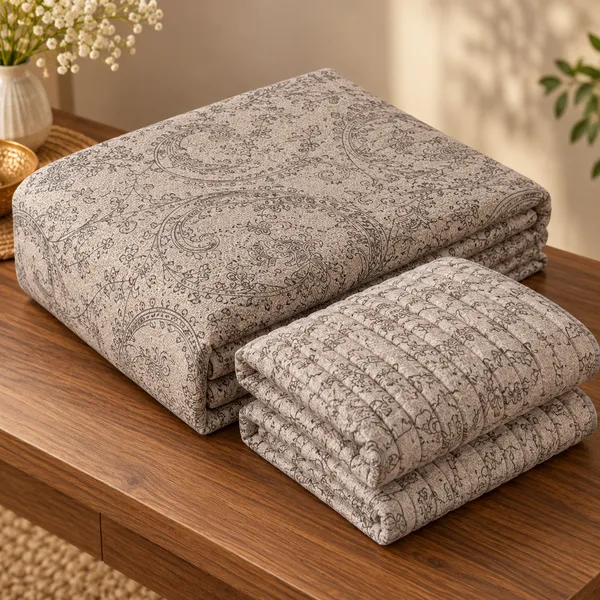 Cotton_|_King_Size_Bedsheet_|_2_Quilted_Pillow_Covers_|_Light_Brown-_Vectra