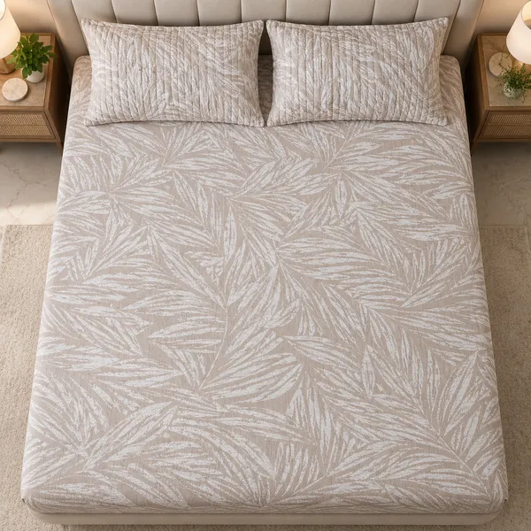 Cotton_|_King_Size_Bedsheet_|_2_Quilted_Pillow_Covers_|_Light_Brown-_Vectra