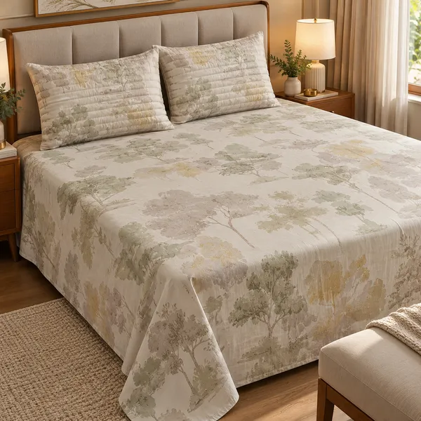 Cotton_|_King_Size_Bedsheet_|_2_Quilted_Pillow_Covers_|_Off_White_With_Multi_|-_Vectra