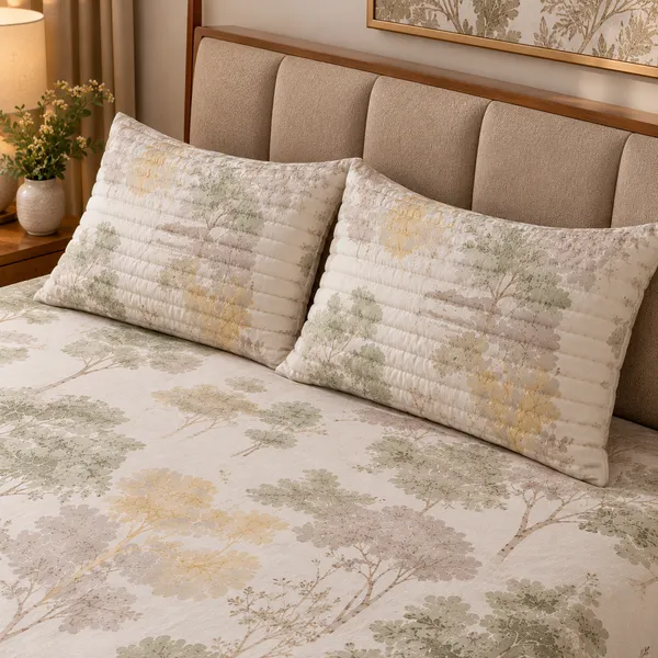 Cotton_|_King_Size_Bedsheet_|_2_Quilted_Pillow_Covers_|_Off_White_With_Multi_|-_Vectra