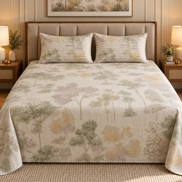 Cotton_|_King_Size_Bedsheet_|_2_Quilted_Pillow_Covers_|_Off_White_With_Multi_|-_Vectra