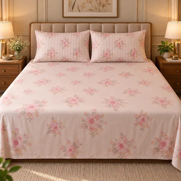 Cotton_|_King_Size_Bedsheet_|_2_Quilted_Pillow_Covers_|_Pink_|-_Vectra