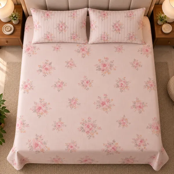 Cotton_|_King_Size_Bedsheet_|_2_Quilted_Pillow_Covers_|_Pink_|-_Vectra