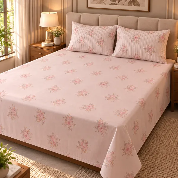 Cotton_|_King_Size_Bedsheet_|_2_Quilted_Pillow_Covers_|_Pink_|-_Vectra
