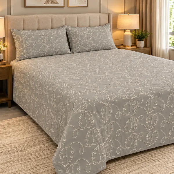 Cotton_|_King_Size_|_Quilted_Embroidery_Bedcover_Cum_Quilt_|_Grey_|_With_2_Quilted_Pillow_Covers|_-Stitchora_