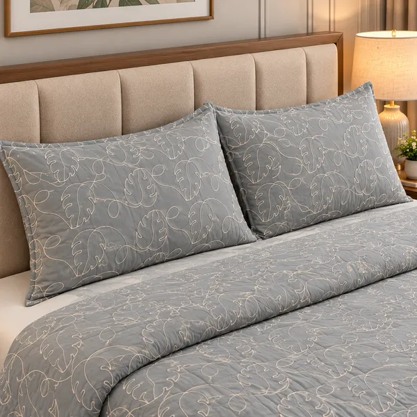 Cotton_|_King_Size_|_Quilted_Embroidery_Bedcover_Cum_Quilt_|_Grey_|_With_2_Quilted_Pillow_Covers|_-Stitchora_