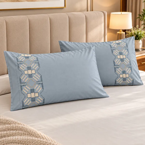 Cotton_|__King_Size_|_Flat_Bedsheet_|_Blue_Solid_|_With_2_Embroidery_Pillow_Covers|_-_Sui_Dhaga