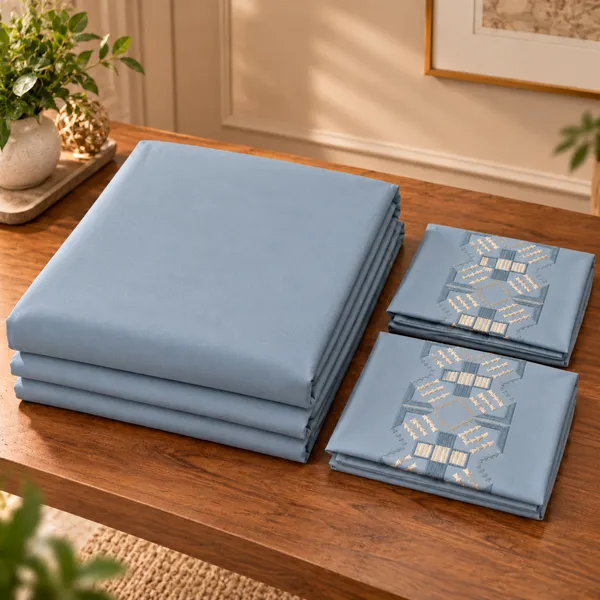 Cotton_|__King_Size_|_Flat_Bedsheet_|_Blue_Solid_|_With_2_Embroidery_Pillow_Covers|_-_Sui_Dhaga