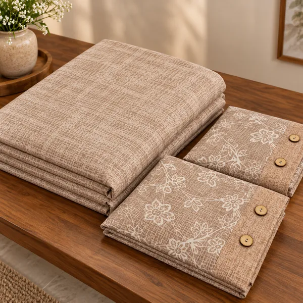 Cotton_|__King_Size_|_Flat_Bedsheet_|_Brown_Color_Print_|_With_2_Contrast_Button_Pillow_Covers|_-_Bellanza_a
