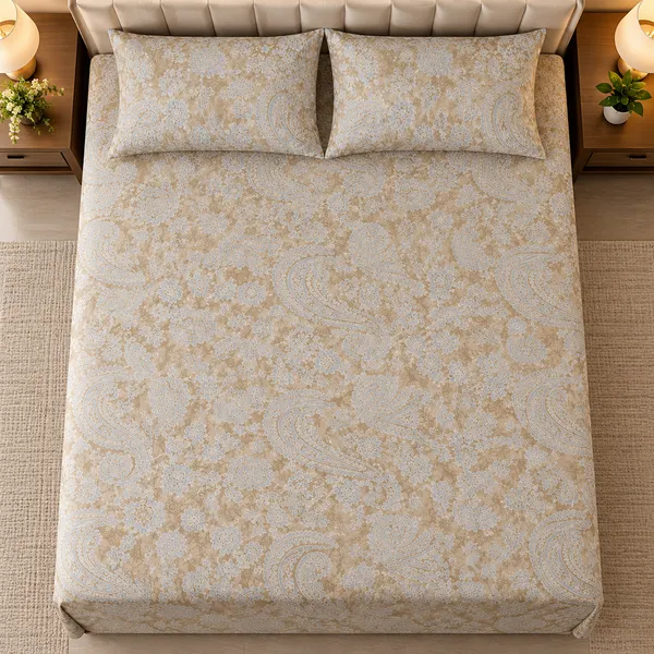 Cotton_|__King_Size_|_Flat_Bedsheet_|_Brown_Print_Design_|_With_2_Pillow_Covers|_-_Pistelle
