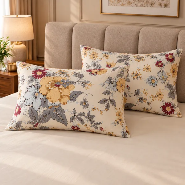 Cotton_|__King_Size_|_Flat_Bedsheet_|_Cream_With_Multi_Print_Design_|_With_2_Pillow_Covers|_-_Pistelle