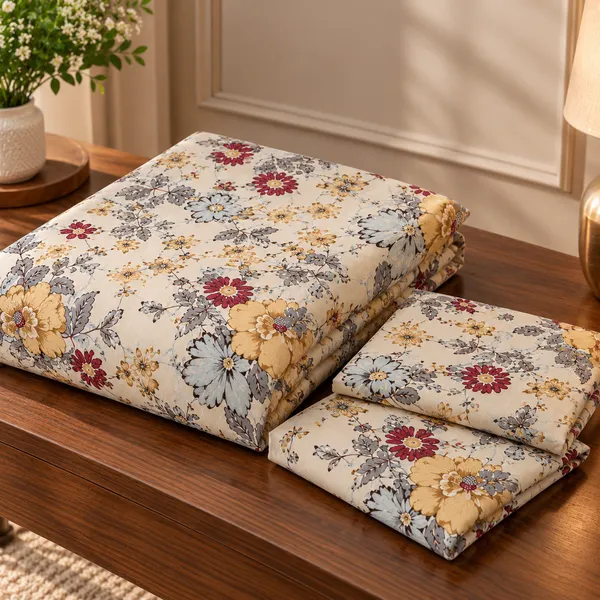Cotton_|__King_Size_|_Flat_Bedsheet_|_Cream_With_Multi_Print_Design_|_With_2_Pillow_Covers|_-_Pistelle