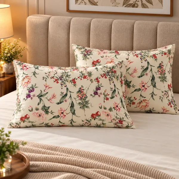 Cotton_|__King_Size_|_Flat_Bedsheet_|_Cream_With_Multi_|_With_2_Pillow_Covers|_-_Pistelle