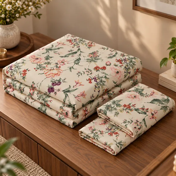 Cotton_|__King_Size_|_Flat_Bedsheet_|_Cream_With_Multi_|_With_2_Pillow_Covers|_-_Pistelle