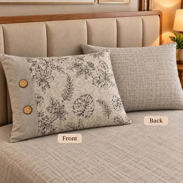 Cotton_|__King_Size_|_Flat_Bedsheet_|_Grey_Color_|_With_2_Contrast_Button_Pillow_Covers|_-_Sui_Dhaga