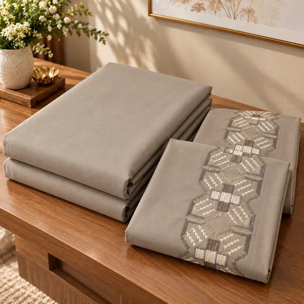 Cotton_|__King_Size_|_Flat_Bedsheet_|_Grey_Solid_|_With_2_Embroidery_Pillow_Covers|_-_Sui_Dhaga