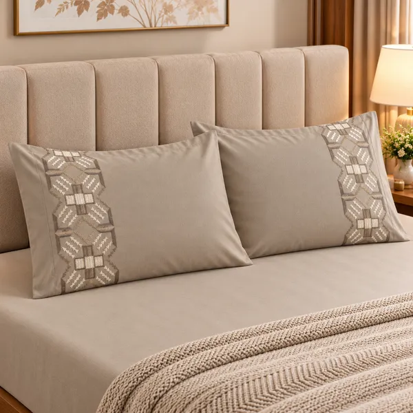 Cotton_|__King_Size_|_Flat_Bedsheet_|_Grey_Solid_|_With_2_Embroidery_Pillow_Covers|_-_Sui_Dhaga