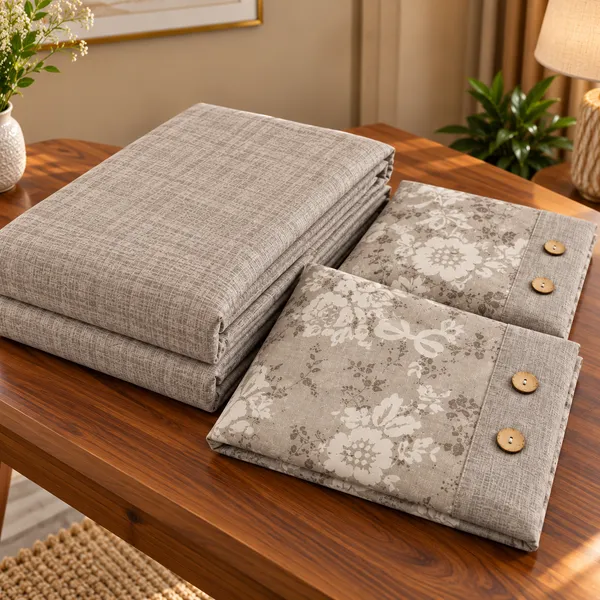 Cotton_|__King_Size_|_Flat_Bedsheet_|_Grey__|_With_2_Contrast_Button_Pillow_Covers|_-_Bellanza