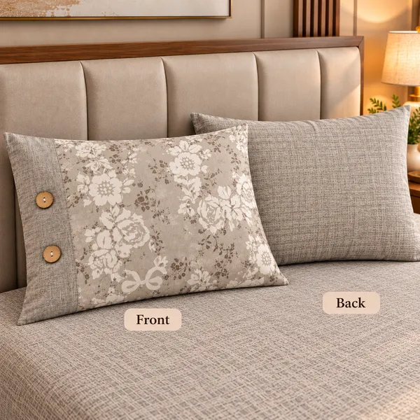Cotton_|__King_Size_|_Flat_Bedsheet_|_Grey__|_With_2_Contrast_Button_Pillow_Covers|_-_Bellanza