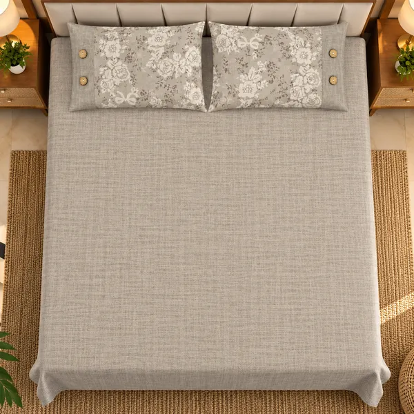 Cotton_|__King_Size_|_Flat_Bedsheet_|_Grey__|_With_2_Contrast_Button_Pillow_Covers|_-_Bellanza
