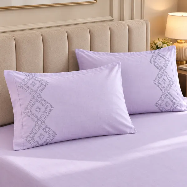 Cotton_|__King_Size_|_Flat_Bedsheet_|_Purple_Solid_|_With_2_Embroidery_Pillow_Covers|_-_Sui_Dhaga