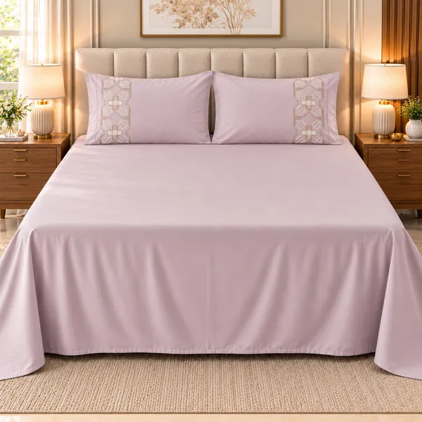 Cotton_|__King_Size_|_Flat_Bedsheet_|_Purple_|_With_2_Embroidery_Pillow_Covers|_-_Sui_Dhaga