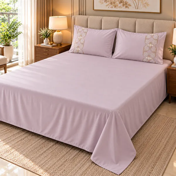 Cotton_|__King_Size_|_Flat_Bedsheet_|_Purple_|_With_2_Embroidery_Pillow_Covers|_-_Sui_Dhaga