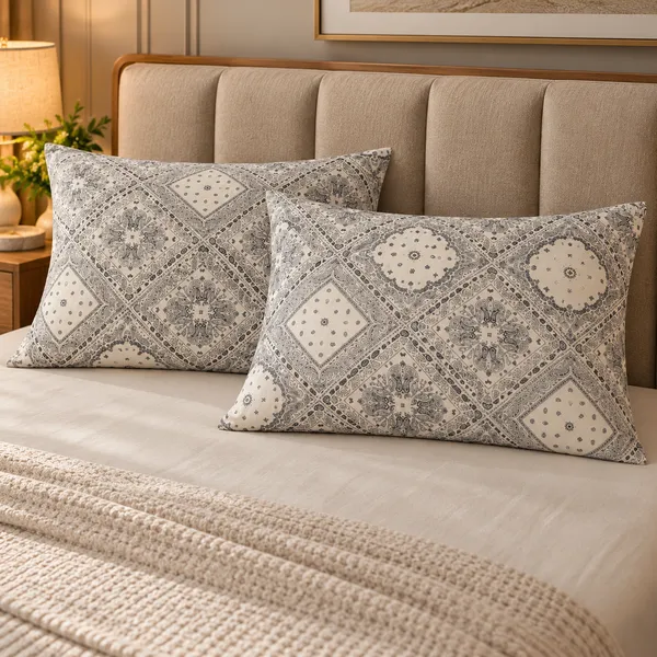 Cotton_|__King_Size_|_Flat_Bedsheet_|_White_With_Grey_Print_Design_|_With_2_Pillow_Covers|_-_Pistelle