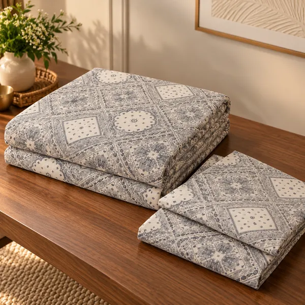 Cotton_|__King_Size_|_Flat_Bedsheet_|_White_With_Grey_Print_Design_|_With_2_Pillow_Covers|_-_Pistelle