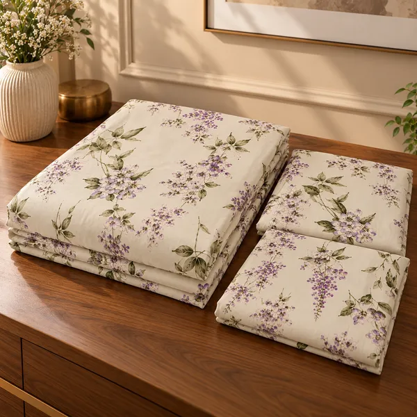 Cotton_|__King_Size_|_Flat_Bedsheet_|_White_With_Purple_Print_Design_|_With_2_Pillow_Covers|_-_Pistelle