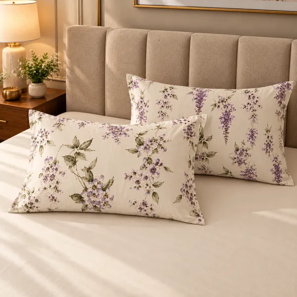 Cotton_|__King_Size_|_Flat_Bedsheet_|_White_With_Purple_Print_Design_|_With_2_Pillow_Covers|_-_Pistelle