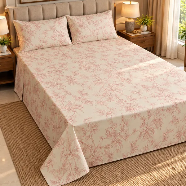 Cotton_|__King_Size_|_Flat_Bedsheet_|_White_With_Rose_Color_|_With_2_Pillow_Covers|_-_Pistelle
