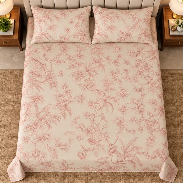 Cotton_|__King_Size_|_Flat_Bedsheet_|_White_With_Rose_Color_|_With_2_Pillow_Covers|_-_Pistelle