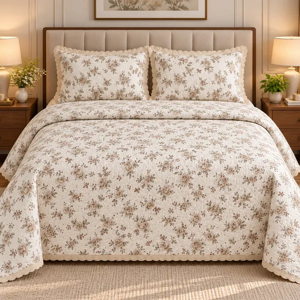 Cotton_|__King_Size_|_Quilted_Bedcover_|_Off_White_With_Beige_|_With_2_Quilted_Pillow_Covers|_-_Casa_Bloom_