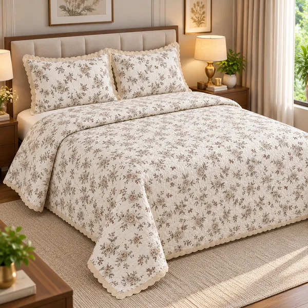 Cotton_|__King_Size_|_Quilted_Bedcover_|_Off_White_With_Beige_|_With_2_Quilted_Pillow_Covers|_-_Casa_Bloom_