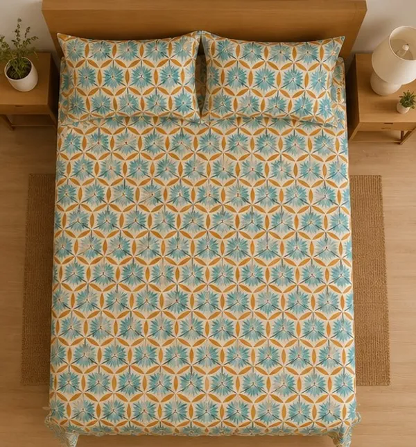 Sukoon-_Green_Pattern_Super_King_Size_Bedsheet