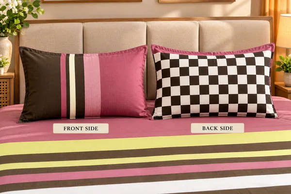 Cotton_|__Super_King_Size_|_Flat_Bedsheet_|_Wine_With_Brown_Design_|_2_Pillow_Covers|_-_Marina