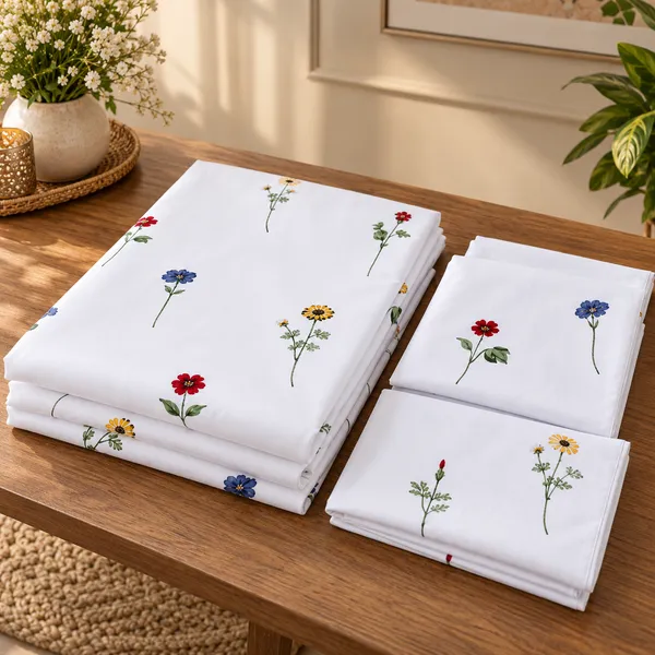 Cotton_|_Super_King_Size_|_Flat_Bedsheet_|_White_With_Blue_|_2_Pillow_Covers|_-_Satrang