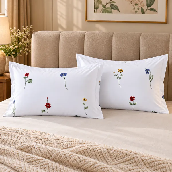 Cotton_|_Super_King_Size_|_Flat_Bedsheet_|_White_With_Blue_|_2_Pillow_Covers|_-_Satrang