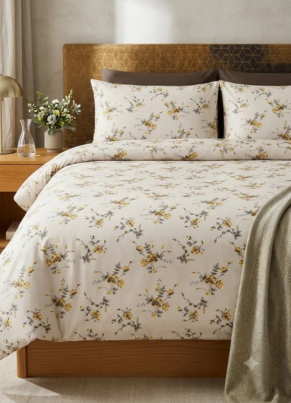 Cotton_|_Super_King_Size_|_White_With_Yellow_Flower_With_2_Pillow_Covers_|_-_Emerald