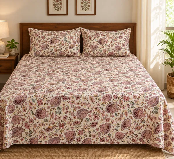 Pushkarni_-_Multi_colour_with_Quilted_Pillow_Cover_Cotton_Bedsheet
