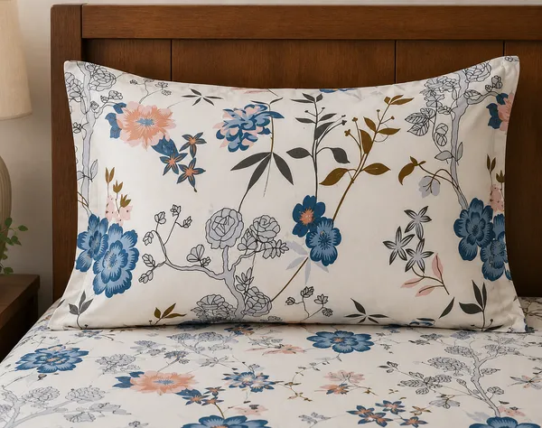 Cotton_|_King_Size_|_Fitted_Bedsheet_|_White_With_Multi_With_2_Pillow_Covers|_-Gems_Aura