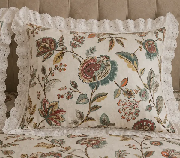 Cotton_|_Super_King_Size_|_Flat_Bedsheet_|_Cream_With_Multi_Flower_Design_With_Lace_on_2_Pillow_Covers|_-_Gulista_Noor