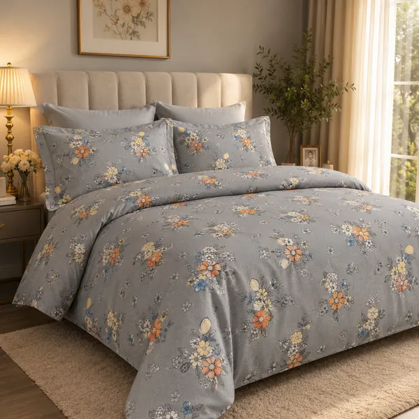 Glace_Cotton_|_Queen_Size_|_Flat_Bedsheet_|_Grey_With_Pink_Flowers_With_2_Pillow_Covers|_-_Gulmohar