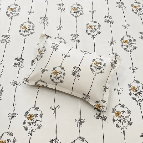 Glace_Cotton_|_Queen_Size_|_Flat_Bedsheet_|_Beige_Color_With_2_Pillow_Covers|_-_Gulmohar
